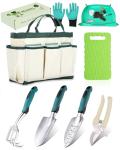Beswill 8-Piece Heavy-Duty Gardening Tools Set with Tote Bag - Rust-Proof Aluminum Gardening Hand Tools with Ergonomic Non-Slip Rubber Grips - Gardening Supplies Set Ideal Gift for Men & Women