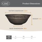 Classic Home and Garden Corinthian Shallow Planter with Drainage - Decorative Garden Bowl Planter for Succulents, Flowers, & More - UV Resistant Wide Plant Bowl for Indoors/Outdoors (12” Ivory Ash)