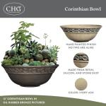 Classic Home and Garden Corinthian Shallow Planter with Drainage - Decorative Garden Bowl Planter for Succulents, Flowers, & More - UV Resistant Wide Plant Bowl for Indoors/Outdoors (12” Ivory Ash)