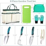 Beswill 8-Piece Heavy-Duty Gardening Tools Set with Tote Bag - Rust-Proof Aluminum Gardening Hand Tools with Ergonomic Non-Slip Rubber Grips - Gardening Supplies Set Ideal Gift for Men & Women