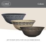 Classic Home and Garden Corinthian Shallow Planter with Drainage - Decorative Garden Bowl Planter for Succulents, Flowers, & More - UV Resistant Wide Plant Bowl for Indoors/Outdoors (12” Ivory Ash)