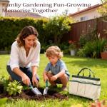 Beswill 8-Piece Heavy-Duty Gardening Tools Set with Tote Bag - Rust-Proof Aluminum Gardening Hand Tools with Ergonomic Non-Slip Rubber Grips - Gardening Supplies Set Ideal Gift for Men & Women