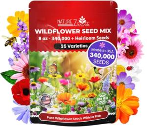 NatureZ Edge Wildflower Seeds, 1/2 lb, 340,000 Seed, 35 Variety Perennial & Annual Flower Seeds to Plant Outside, Bulk Wildflower Seed, Wild Flower, Semillas de Flores