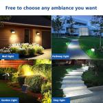 JEJOT Solar Spot Lights Outdoor Waterproof IP65,4 Pack,2CCT(3000K/6500K),4 Lighting Modes Selectable, Solar Powered Yard Garden Solar Spot Lights for Outside Landscape Auto On/Off