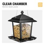 Veehoo Metal Bird Feeder for Outdoor Hanging-Wild Bird Feeder with 4 Perches, Guard Booth Bird Seed Feeder for Outside Garden Backyard Attracting Wild Birds Chickadees Cardinals Finches Black
