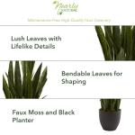 Nearly Natural, Green 4855 35in. Sansevieria with Black Planter