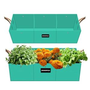 SPONDWILD 2 Pcs 10 Gallon Rectangle Grow Bags for Growing Potatoes, PE Pots Potato Pots Growing Containers Potato Planter Potato Planter for Growing Potatoes, Green