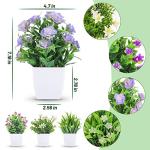 Der Rose 4 Pack Small Fake Plants Mini Artificial Faux Plants Indoor with Flowers Spring Decorations for Home Room Farmhouse Desk House Bathroom Decor