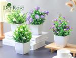 Der Rose 4 Pack Small Fake Plants Mini Artificial Faux Plants Indoor with Flowers Spring Decorations for Home Room Farmhouse Desk House Bathroom Decor
