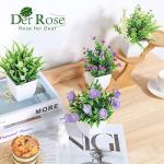 Der Rose 4 Pack Small Fake Plants Mini Artificial Faux Plants Indoor with Flowers Spring Decorations for Home Room Farmhouse Desk House Bathroom Decor