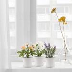 SwinDuck 28 Pack 4 inch Small Plant Pots, Plastic Planters with Drainage Holes and Saucers for Flowers Plants, Succulents, Seed Starting Pots, White