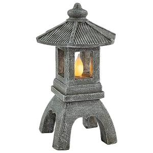 VP Home Pagoda Garden Statue, Solar Powered Statue Japanese Garden Decor, Outdoor Zen Garden Lantern, Flickering LED Garden Light (Tranquil Pagoda)
