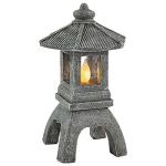 VP Home Pagoda Garden Statue, Solar Powered Statue Japanese Garden Decor, Outdoor Zen Garden Lantern, Flickering LED Garden Light (Tranquil Pagoda)
