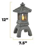 VP Home Pagoda Garden Statue, Solar Powered Statue Japanese Garden Decor, Outdoor Zen Garden Lantern, Flickering LED Garden Light (Tranquil Pagoda)