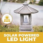 VP Home Pagoda Garden Statue, Solar Powered Statue Japanese Garden Decor, Outdoor Zen Garden Lantern, Flickering LED Garden Light (Tranquil Pagoda)