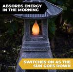 VP Home Pagoda Garden Statue, Solar Powered Statue Japanese Garden Decor, Outdoor Zen Garden Lantern, Flickering LED Garden Light (Tranquil Pagoda)