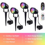 SUNVIE Halloween Outdoor Spotlight 12W RGBW Color Changing Landscape Lights with Remote Control 120V RGB Landscape Lighting Waterproof Spot Lights Outdoor for Yard Garden Patio Lawn Decorative, 4 Pack