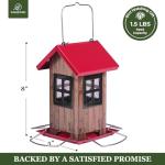 Kingsyard Cute Bird House Feeders for Outside, Hanging Metal Bird Feeder with 4 Ports, Outdoor Garden Yard Decorations for Cardinals Finches Chickadees Goldfinches & Sparrows Birds Watching