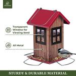 Kingsyard Cute Bird House Feeders for Outside, Hanging Metal Bird Feeder with 4 Ports, Outdoor Garden Yard Decorations for Cardinals Finches Chickadees Goldfinches & Sparrows Birds Watching