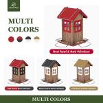 Kingsyard Cute Bird House Feeders for Outside, Hanging Metal Bird Feeder with 4 Ports, Outdoor Garden Yard Decorations for Cardinals Finches Chickadees Goldfinches & Sparrows Birds Watching