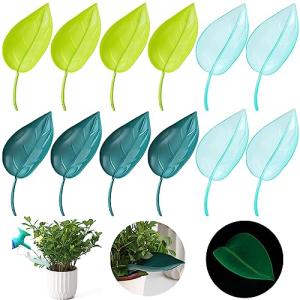 12 PCS Plant Pot Watering Funnel, 3 Color Leaf Plant Watering Devices, Creative Leaf Watering Device for Indoor and Outdoor Plants (12)