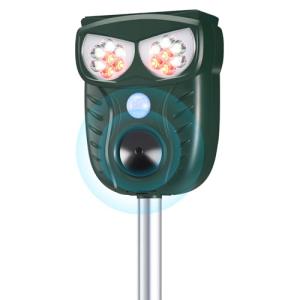 Solar Ultrasonic Animal Repellent Outdoor, Cat Squirrel Raccoon Dog Deer Repellent Device with Motion Detection, IP66 Waterproof Mouse Skunk Rodent Deterrent