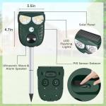Solar Ultrasonic Animal Repellent Outdoor, Cat Squirrel Raccoon Dog Deer Repellent Device with Motion Detection, IP66 Waterproof Mouse Skunk Rodent Deterrent
