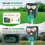 Solar Ultrasonic Animal Repellent Outdoor, Cat Squirrel Raccoon Dog Deer Repellent Device with Motion Detection, IP66 Waterproof Mouse Skunk Rodent Deterrent