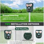 Solar Ultrasonic Animal Repellent Outdoor, Cat Squirrel Raccoon Dog Deer Repellent Device with Motion Detection, IP66 Waterproof Mouse Skunk Rodent Deterrent