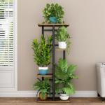 LINZINAR Plant Stand Indoor 4 Tier 5 Potted Multiple Plant Shelf Stands for Garden Corner Balcony Living Room Black