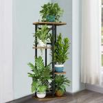 LINZINAR Plant Stand Indoor 4 Tier 5 Potted Multiple Plant Shelf Stands for Garden Corner Balcony Living Room Black