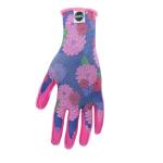 Miracle-Gro Women's Nitrile Coated Grip Floral Pattern Gardening Work Gloves, Extreme Comfort, Excellent Grip, Water Resistant, Pink/Purple, Small, (MG37126/WSM)