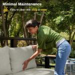 EAST OAK Courtyard Patio Furniture Set, 4-Piece Outdoor Patio Set with Sofa, Removable & Washable Deep Seating Cushion, Tempered Glass Table, Outside Patio Conversation Sets, Black & Dark Grey