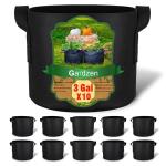 Gardzen 10-Pack 3 Gallons Grow Bags, Aeration Fabric Pots with Handles, Heavy Duty Cloth Pots for Plants