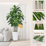 6FT Artificial Dracaena Tree, Fake Tree Indoor with White Tall Planter,Tall Artificial Plants Indoor,Artificial Silk Tree for Home Office Decor,Housewarming Gift (White)