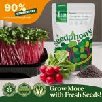 Seedphony Radish Sprouting & Microgreens Seeds - 50,000 Non-GMO Heirloom Seed, 1lb Resealable Bag - High-Germination Radish Seeds for Sprouting in Jars, Soil, Hydroponics & Microgreen Trays