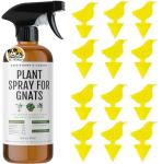 Kate's Home & Garden Plant Spray for Insects & Getting Rid of Gnats with 12 Sticky Traps. Fungus Gnat Killer & Bug Spray for Indoor Plants (16oz, Peppermint, Pet Safe, Non Toxic)