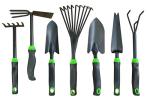 JIECHENG 7-Piece Aluminum Alloy Heavy Duty Gardening Tool Set – Rust Proof, Ergonomic Handle, Includes Shovels, Rakes, Hoes & More for Gardening Enthusiasts