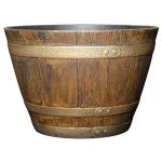 Classic Home & Garden Whiskey Barrel Planters - Wooden Finish Flower Planter Pot - Decorative Garden Pots - Indoor & Outdoor Resin Planters - Weather-Resistant Planting Pots (15” Oak Brown, Pack Of 1)