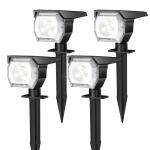 EIUIO Solar Outdoor Lights, 3 Lighting Modes Solar Spot Lights Outdoor with Auto On/Off, Waterproof Landscape Lighting for Garden Yard Pathway, 4 Pack(Cool White)
