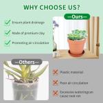 Tuqaumu 6 Pack 6 Inch Terracotta & Clay Pots with Saucer for Plants, Large Terra Cotta Plant Pot with Drainage Hole, Flowerpot for Indoor Outdoor Plants, Crafts, Wedding Favor