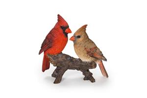 Hi-Line Gift Cardinal Couple on Stump Garden Statue, Multicolor