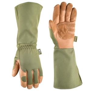Wells Lamont Rosetender Gardening Gloves for Women – Thorn Proof Garden Gloves, Grain Leather Long Gloves for Pruning & Yard Work, 4129-300, Medium