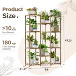 Bamworld Plant Stand Indoor Outdoor Tall Plant Shelf for Multiple Plants Pots Wood Flower Stand Large Flower Holder for Living Room, Patio, Balcony, Garden Decor, Brown