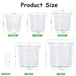 JNYONG 60 Pack 3.5/4/5/6/7 Inch Clear Nursery Pots with Drainage Hole,Variety Sizes Seed Starting Pots Transparent Plastic Plant Pots for Plants Transparency with 50 Plant Labels