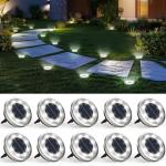 SOLPEX 10 Pack Solar Ground Lights Outdoor Waterproof, Solar Powered Pathway Lights, Landscape Lighting for Garden Walkway Driveway Backyard Decor (Cool White)