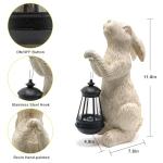 REYISO Garden Statues Rabbit with Solar Lights- Bunny Figurine Outdoor Rabbit Fall Decor for Home Lawn,Balcony-Yard Art Garden&Patio Whimsical Decor,Unique Housewarming&Birthday Gifts for Women Mom