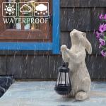 REYISO Garden Statues Rabbit with Solar Lights- Bunny Figurine Outdoor Rabbit Fall Decor for Home Lawn,Balcony-Yard Art Garden&Patio Whimsical Decor,Unique Housewarming&Birthday Gifts for Women Mom