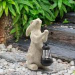 REYISO Garden Statues Rabbit with Solar Lights- Bunny Figurine Outdoor Rabbit Fall Decor for Home Lawn,Balcony-Yard Art Garden&Patio Whimsical Decor,Unique Housewarming&Birthday Gifts for Women Mom