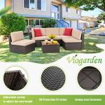 Vongrasig 6 Pieces Outdoor Patio Furniture Set, PE Wicker Rattan Sectional Sofa Small Patio Conversation Sets with Coffee Table for Garden, Backyard, Poolside (Beige)